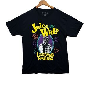 Juice World Men's Black Hip Hop Rap Graphic Indie Legends Never Die T Shirt L